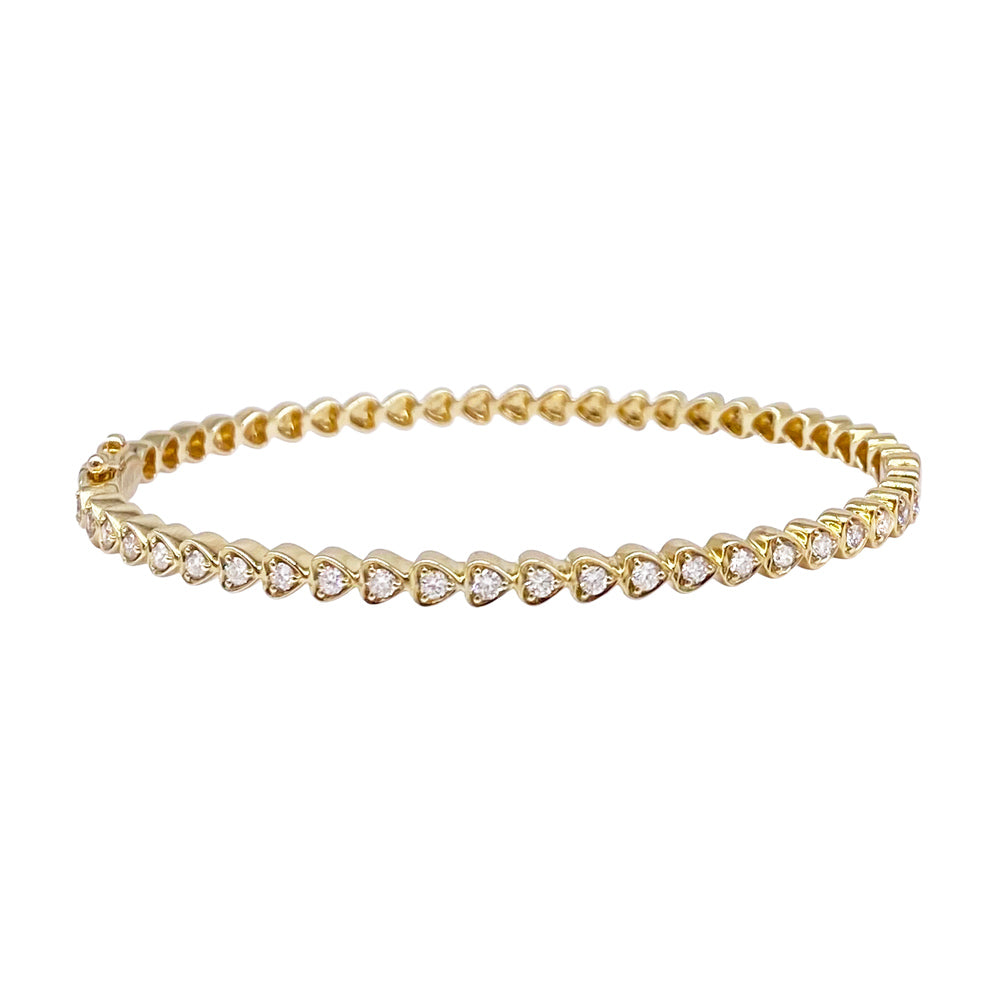 14K Heart Diamond Bangle