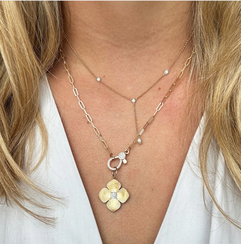 14k Bezel Lariat Necklace