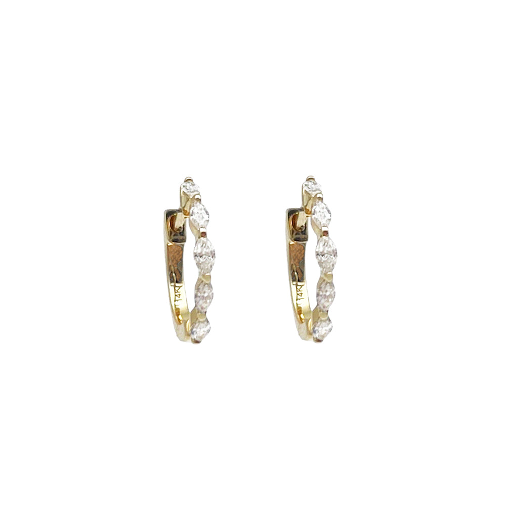 14K Marquis Diamond Huggies