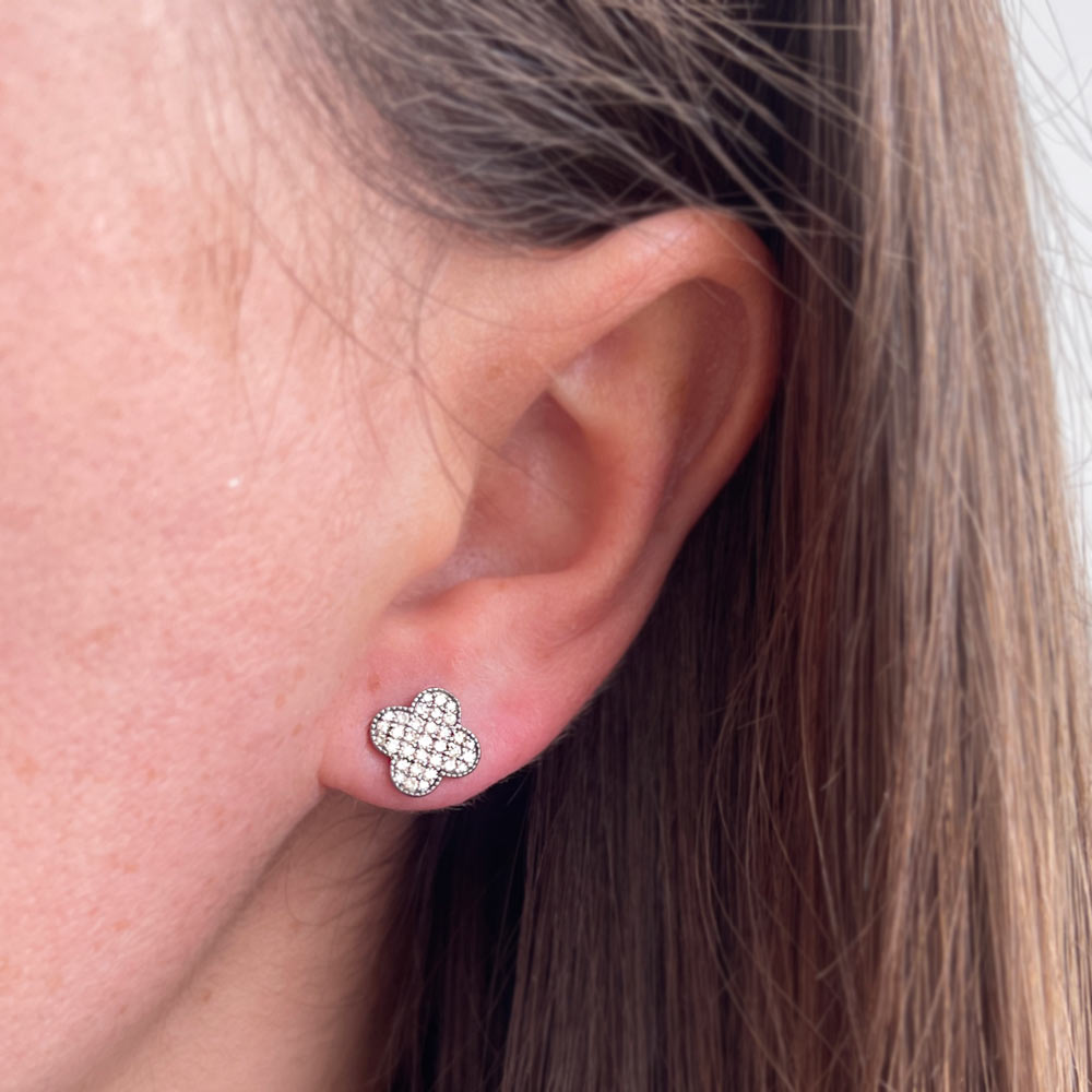 Diamond Clover Studs