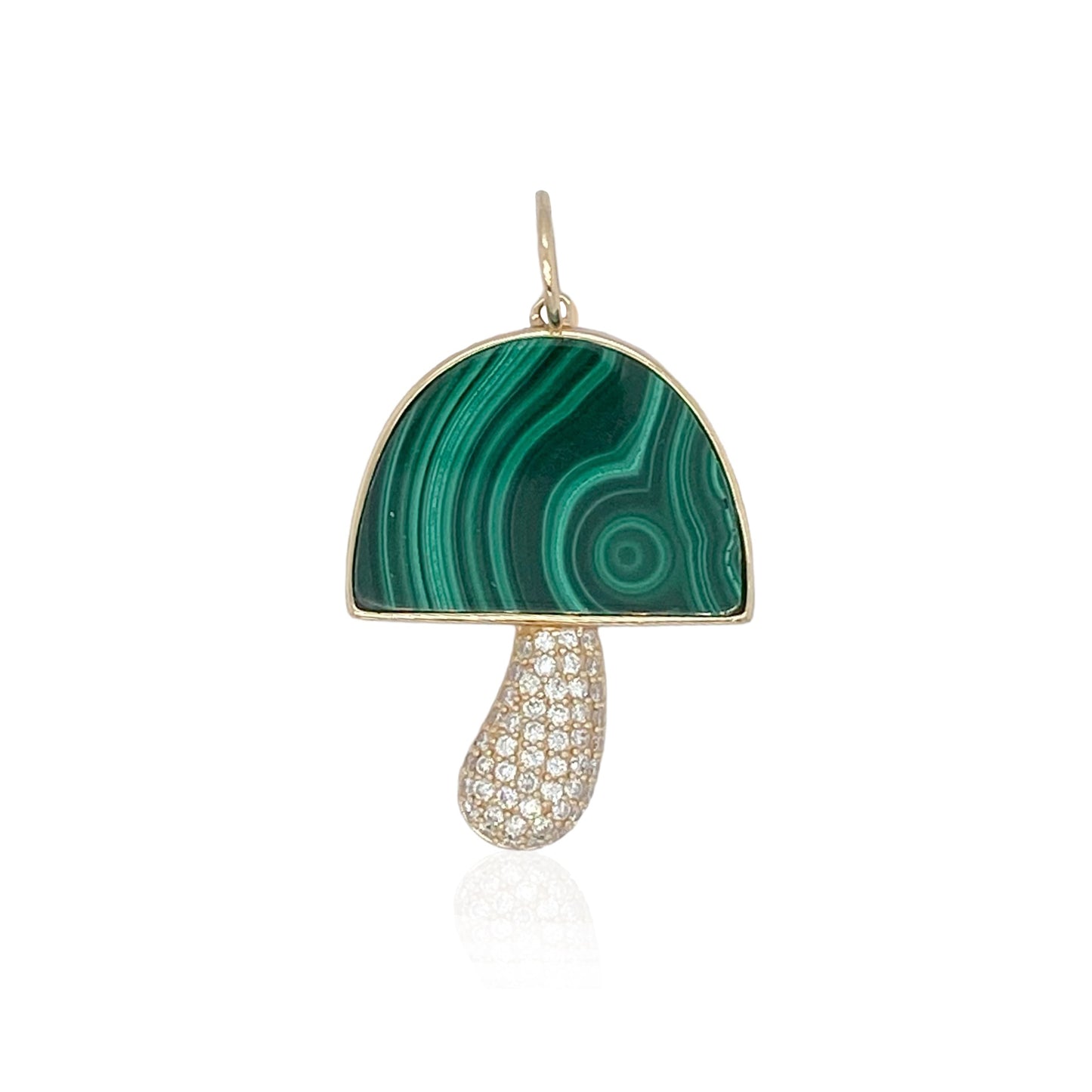 14k Malachite Mushroom Pendant