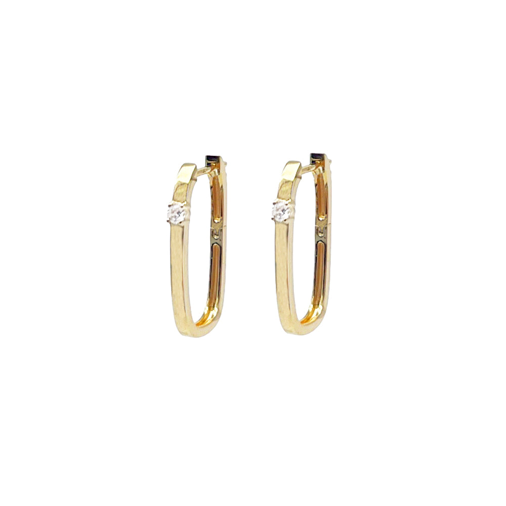 14K Single Diamond Paperclip Huggies