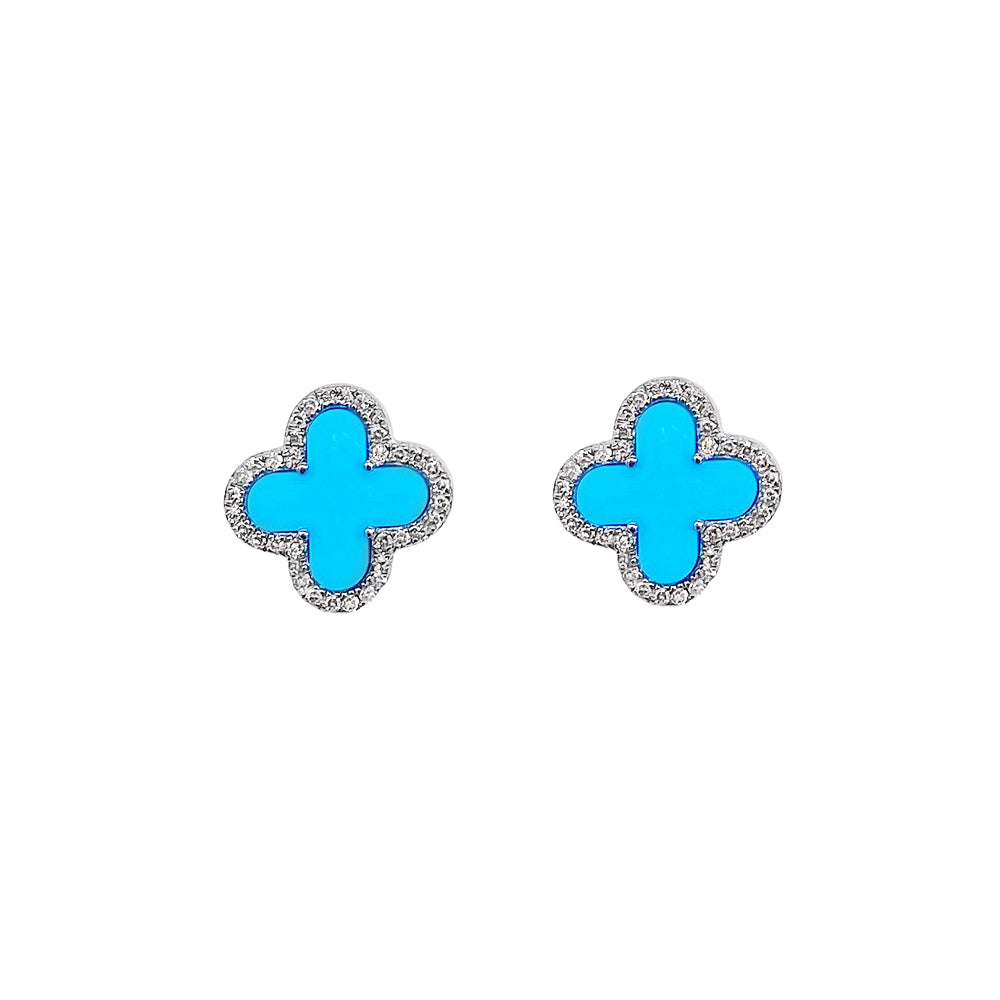 Turquoise Clover Studs