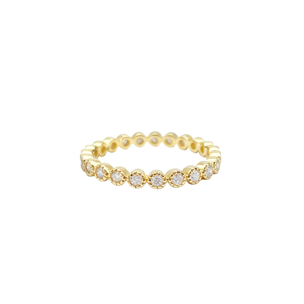 14k Diamond Bead Bezel Band