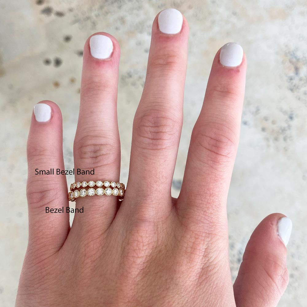 14k Diamond Bead Bezel Band