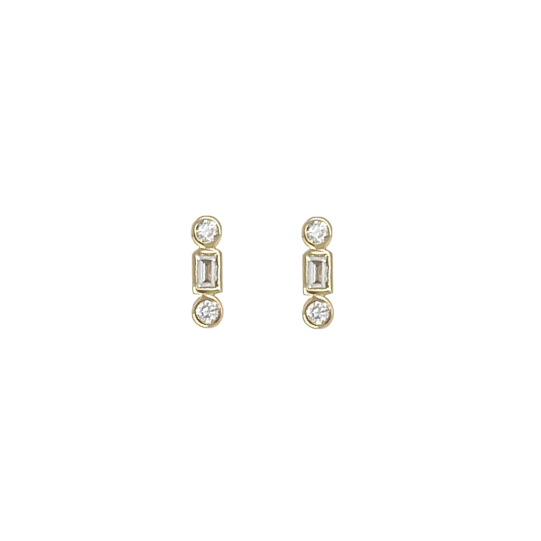 14k Gold Baguette Studs