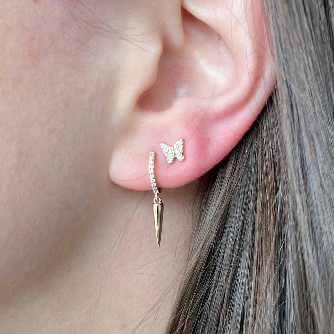 14k Gold Spike Huggies