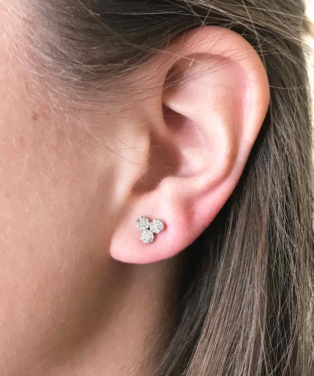 SS Diamond Three Cluster Studs