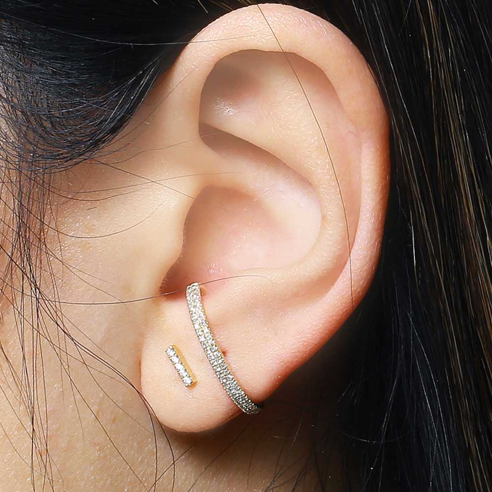 14K Gold Diamond Stick Stud