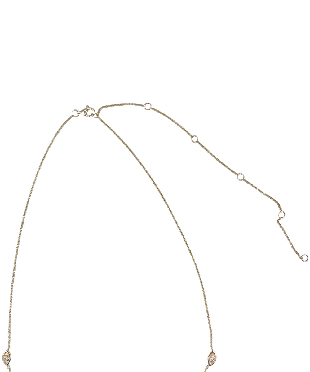 14K Diamond Evil Eye Station Necklace