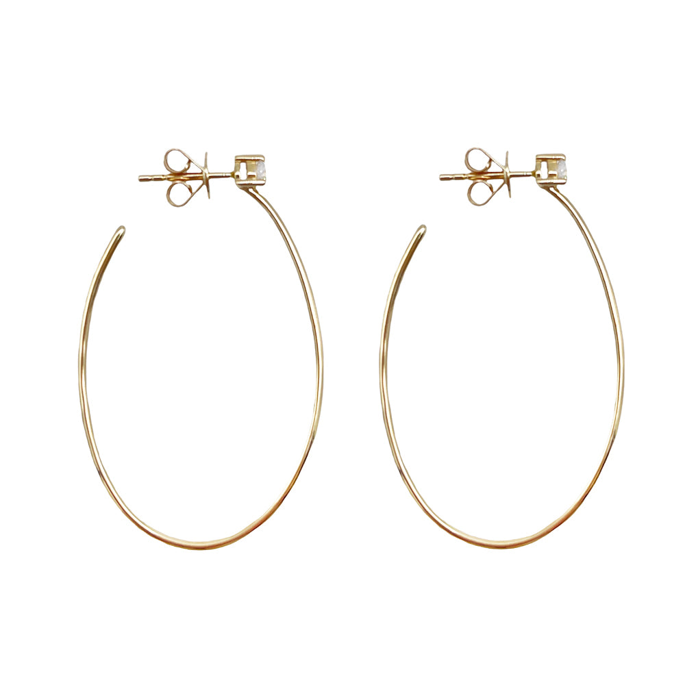 14K Oval Stud Hoops
