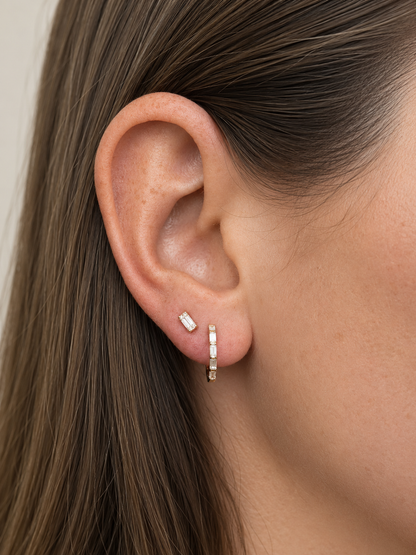 14k Baguette Huggies