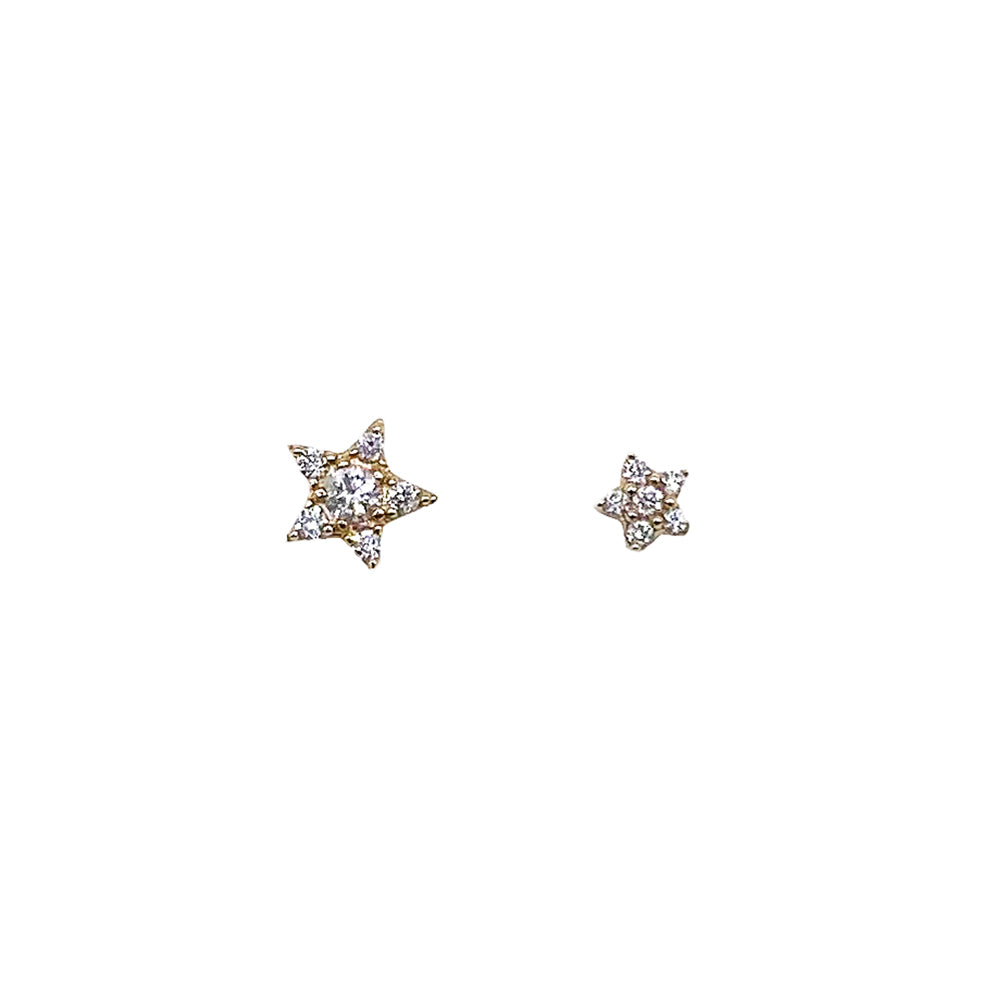 14K Mismatched Star Studs