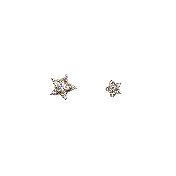 14K Mismatched Star Studs