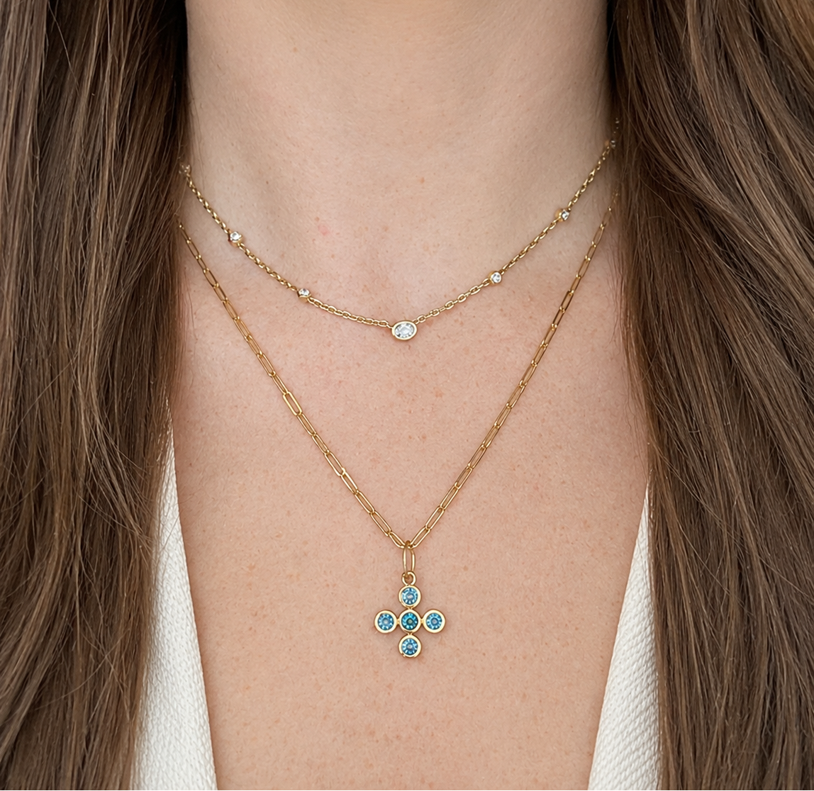 14k Graduating Bezel Necklace