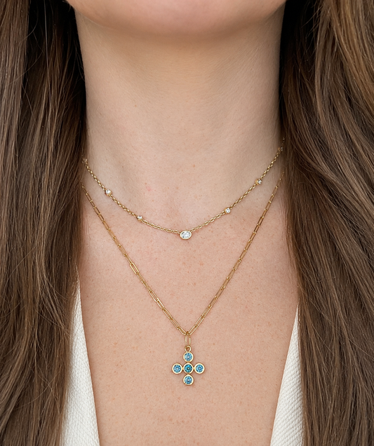 14k London Blue Topaz Small Cross