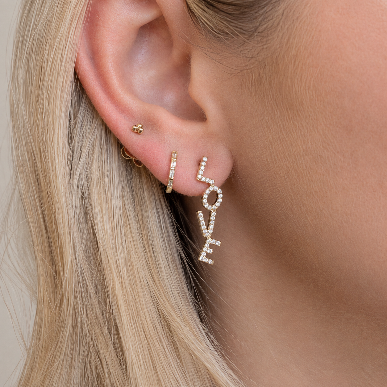 14k Love Drop Earrings