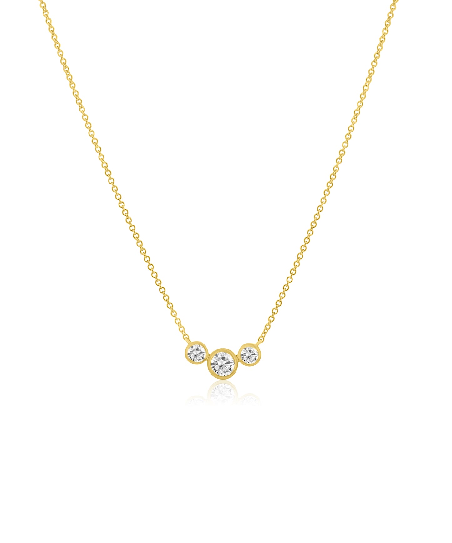 14K Triple Bezel Necklace