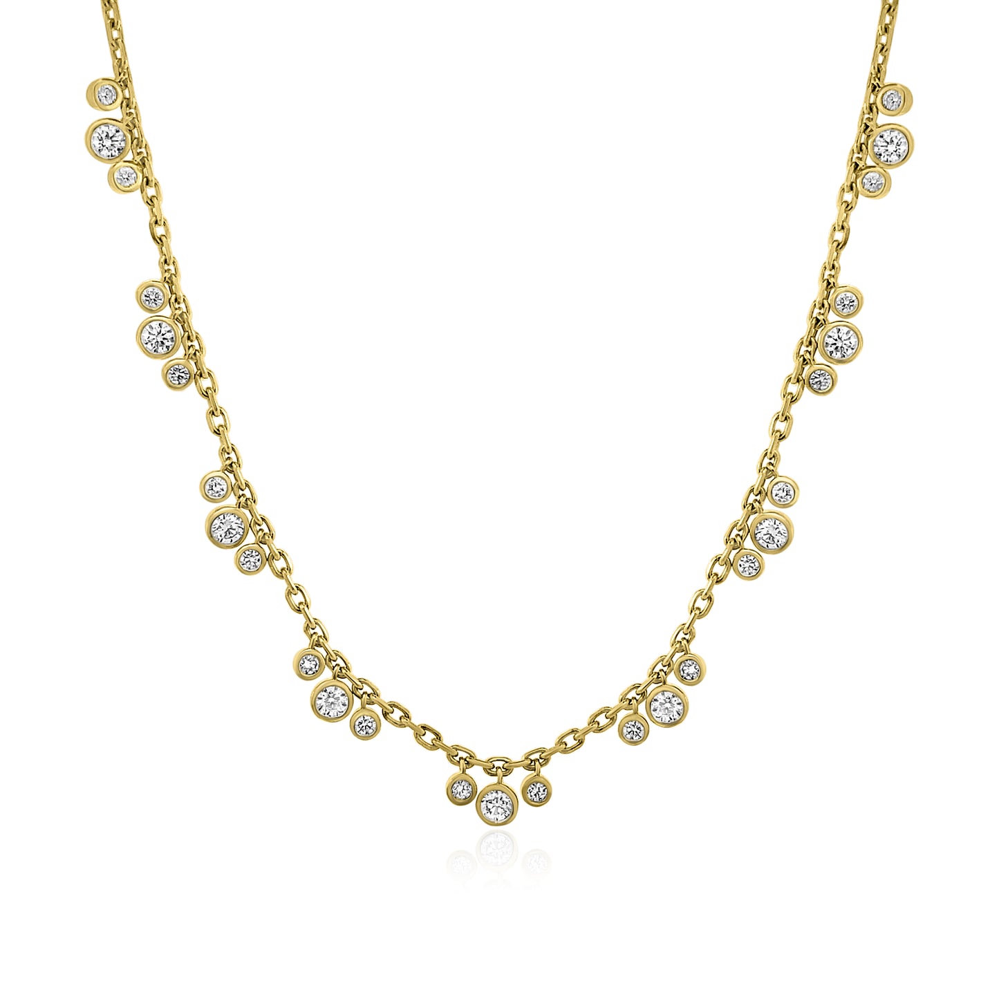 14k 3 Station Bubble Necklace