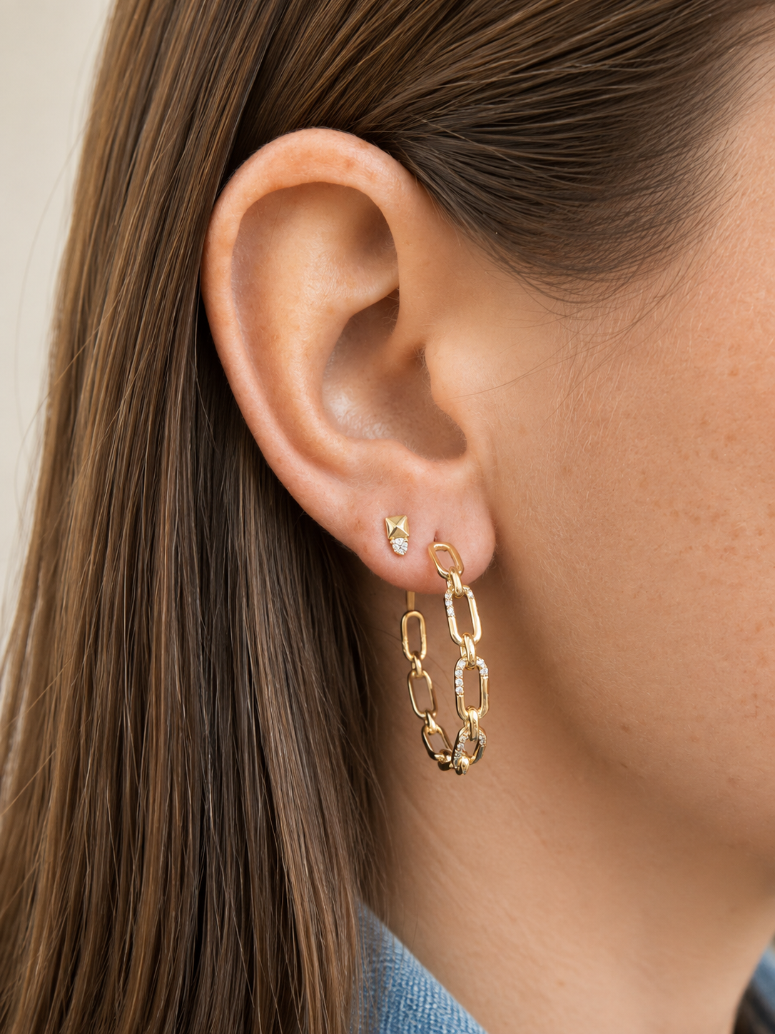 14k Chain Link Hoops