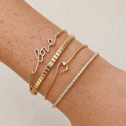 14k Diamond Hook Wire Bangle