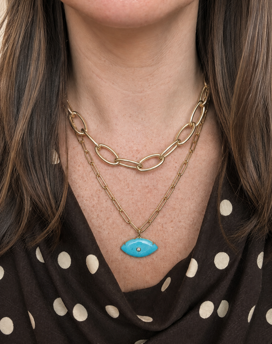 14k Large Puffy Oval Chain