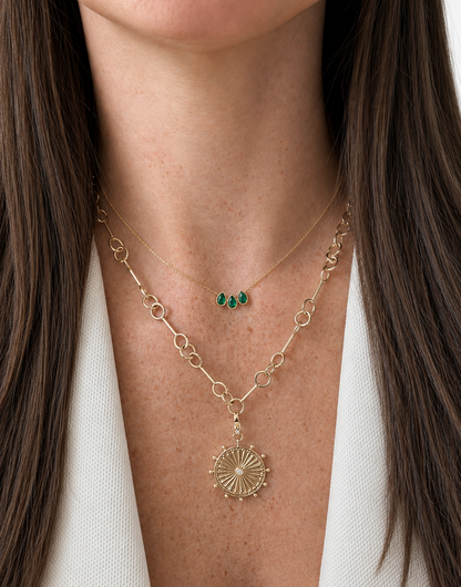 14k Small Gold Barbell Chain