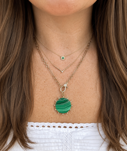 14k Gold Malachite Pendant
