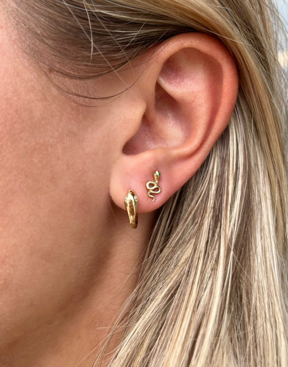 14k Gold Snake Huggies