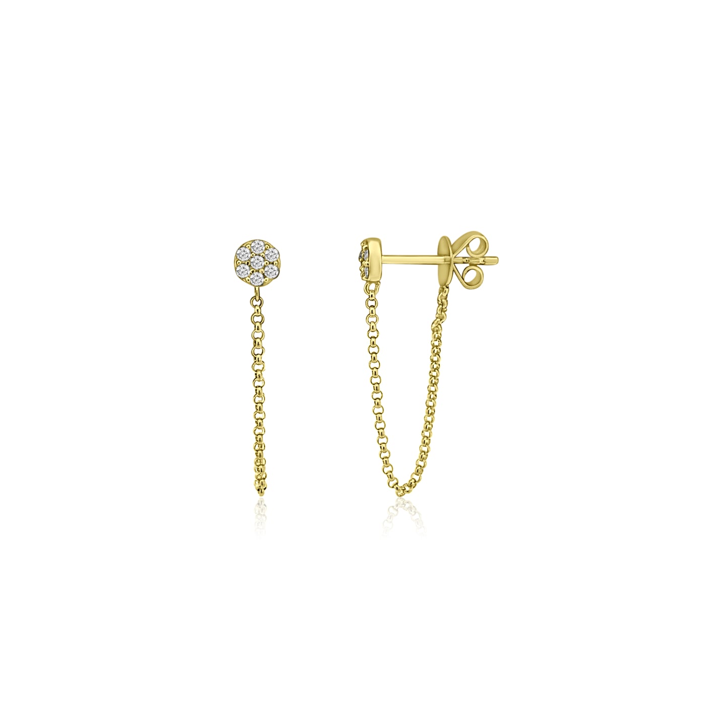 14k Pave Circle Chain Huggies