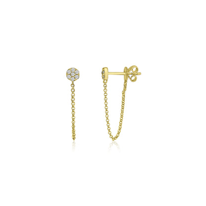 14k Pave Circle Chain Huggies