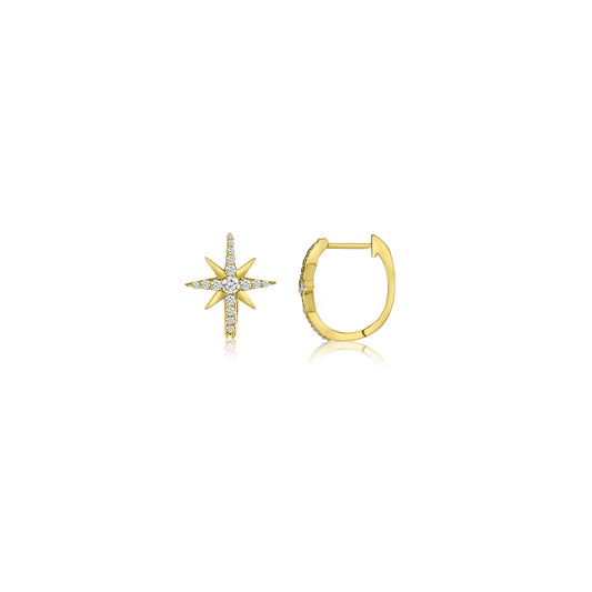 14k Diamond Starburst Huggies