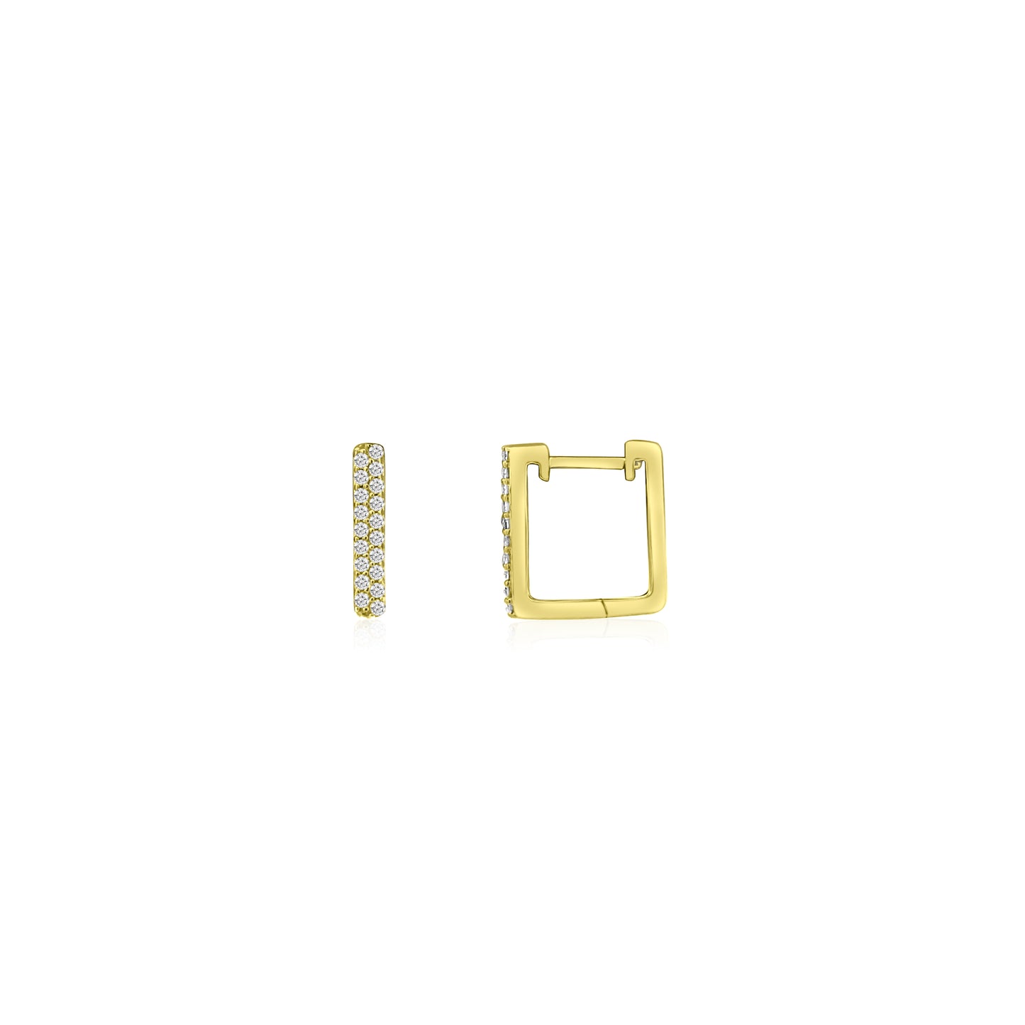 14k Pave Square Huggies