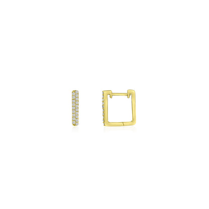 14k Pave Square Huggies