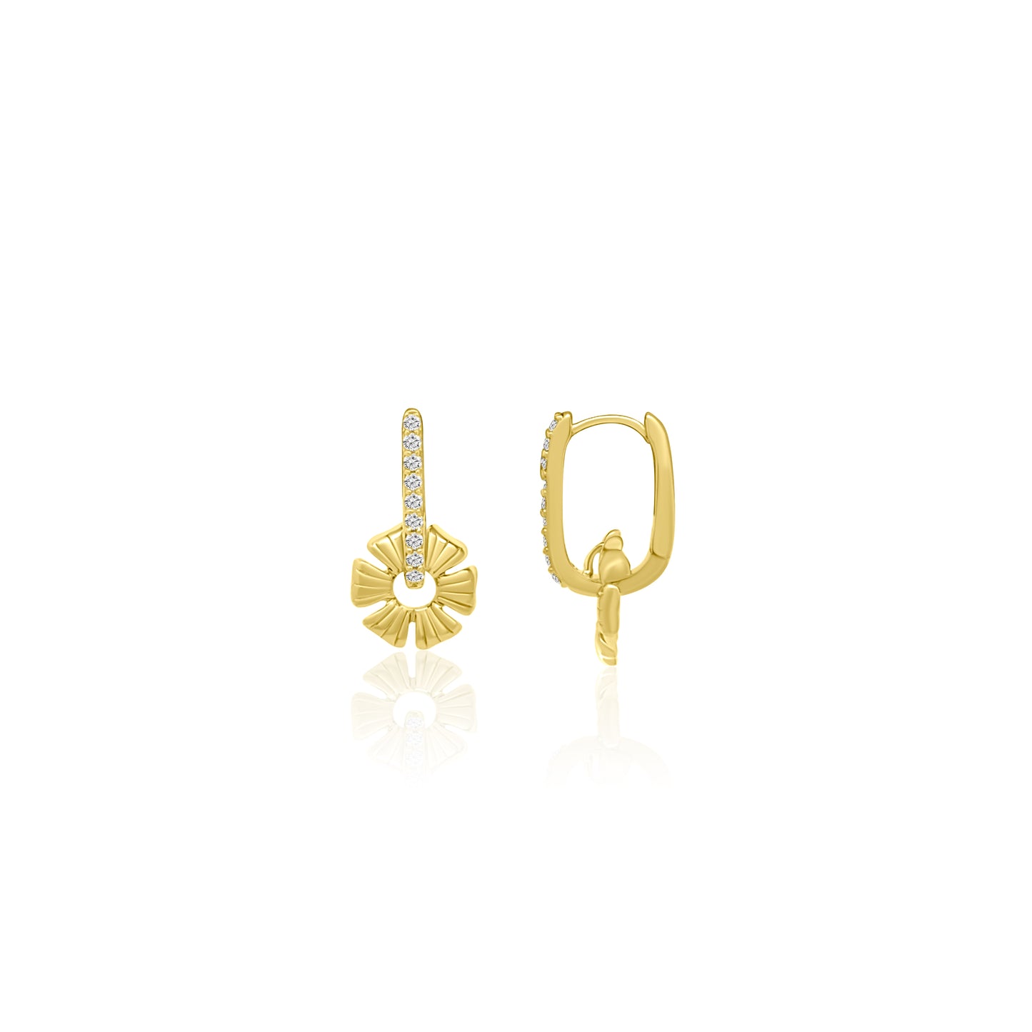 14k Flower Drop Huggies