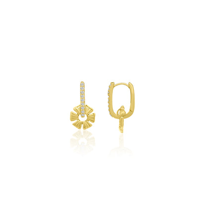 14k Flower Drop Huggies