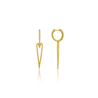 14k Elongated Heart Huggies
