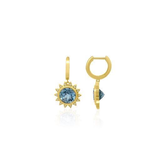 14k London Blue Topaz Sun Drop Earrings