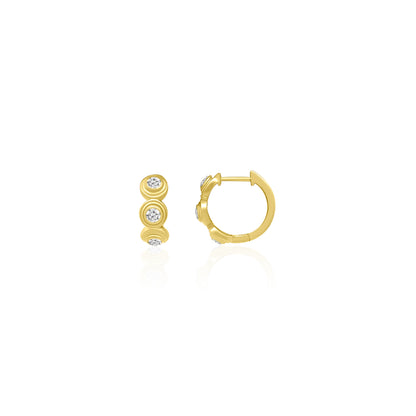 14k Double Bezel Diamond Huggies
