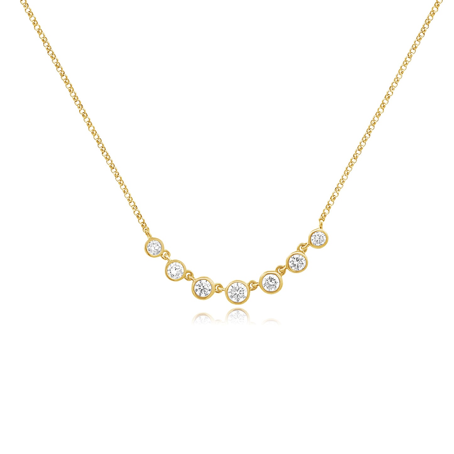 14k 7 Bezel Diamond Necklace