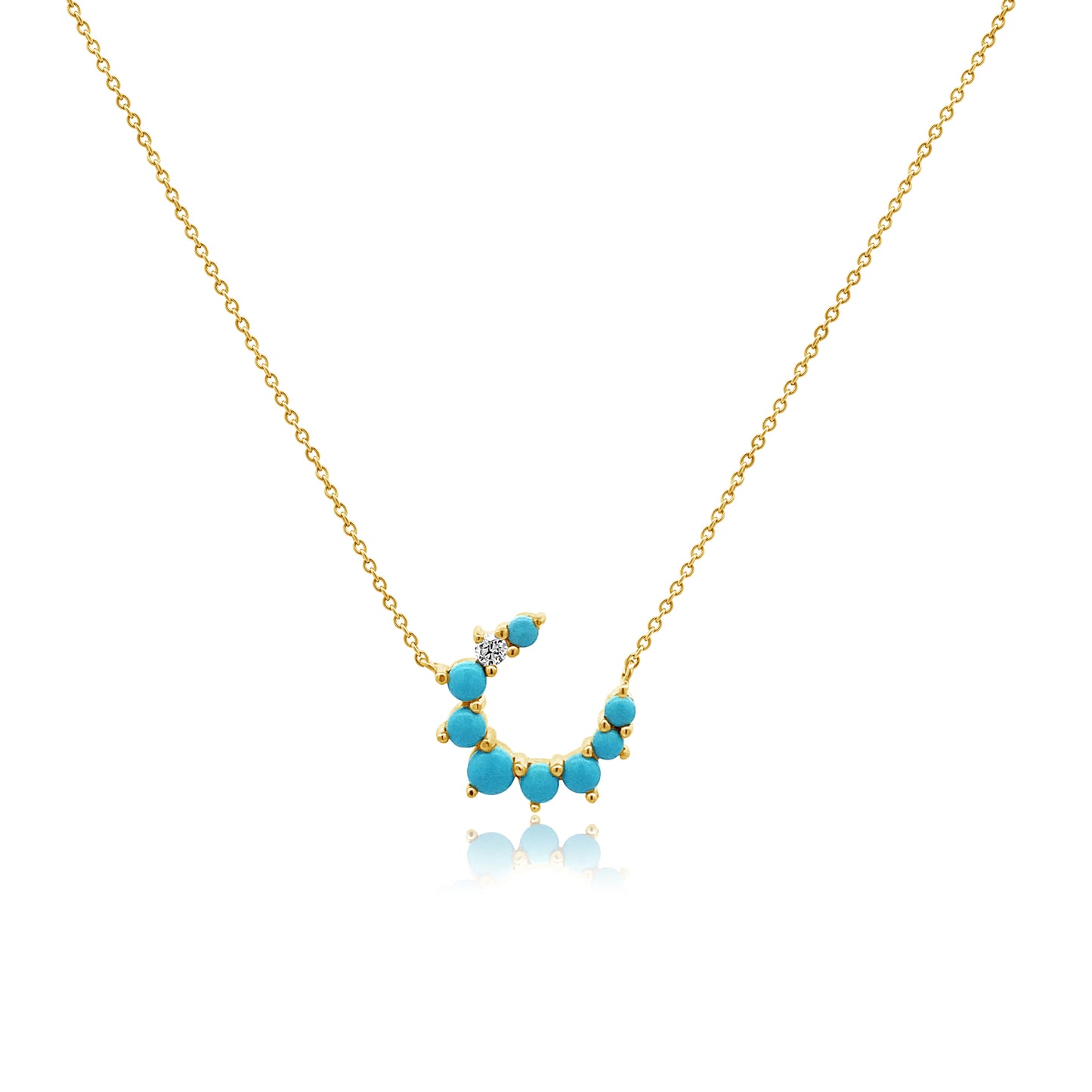 14k Turquoise Crescent Moon Necklace
