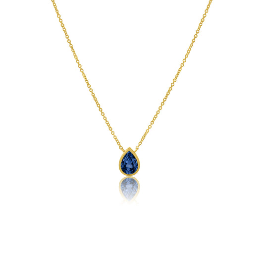 14k Blue Sapphire Teardrop Necklace