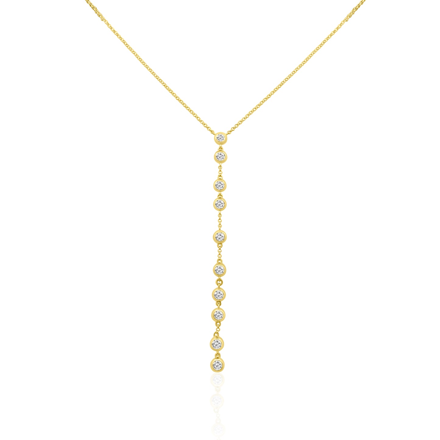 14k Bezel Diamond Lariat Necklace