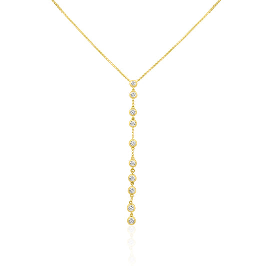 14k Bezel Diamond Lariat Necklace