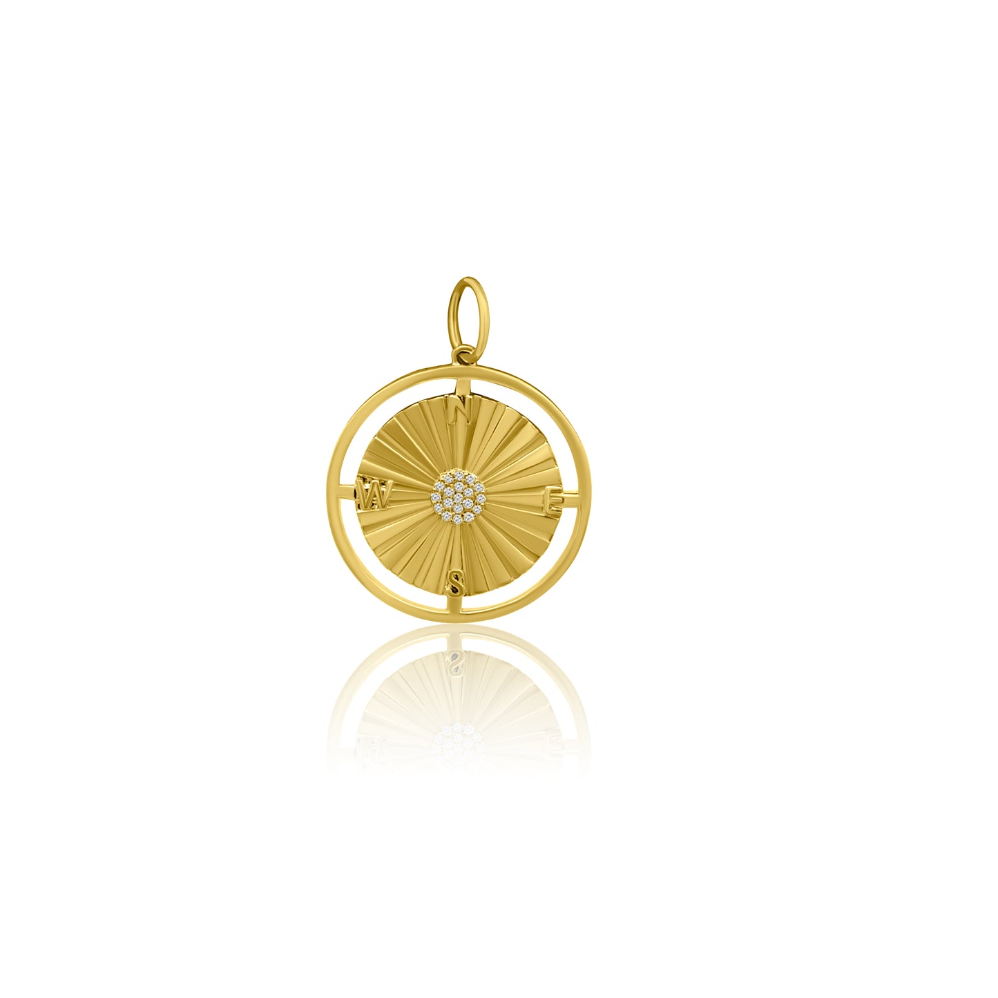 14k Fluted Compass Pendant