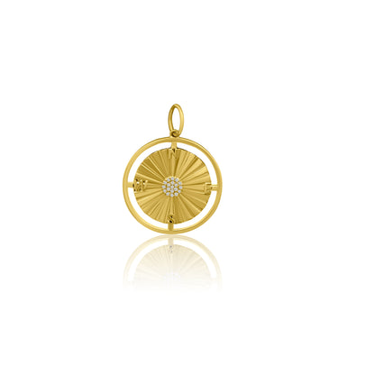 14k Fluted Compass Pendant