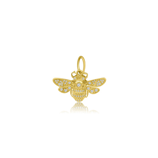 14k Pave Bumble Bee Pendant