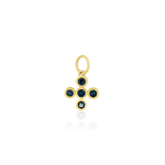 14k London Blue Topaz Small Cross