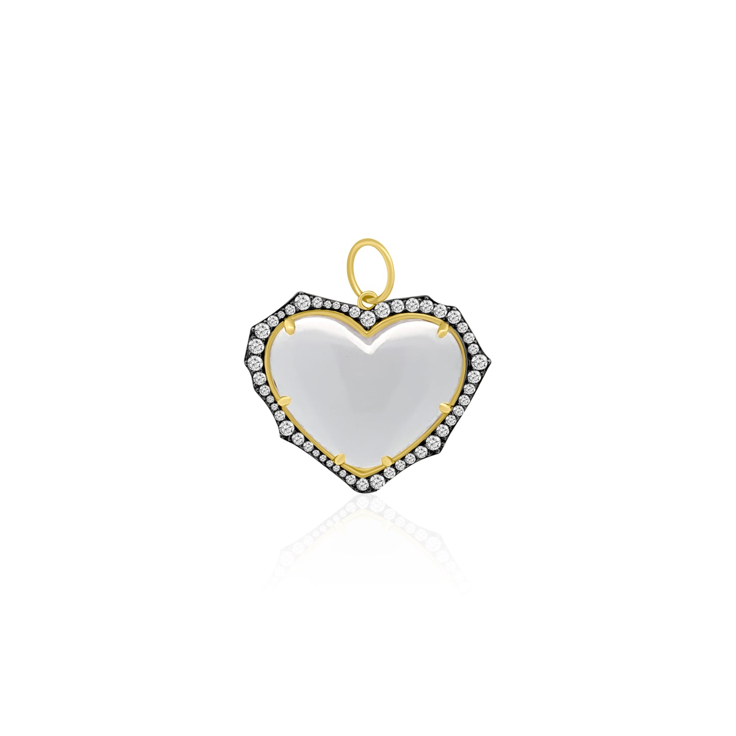 14k/SS Crystal Quartz Diamond Heart Pendant