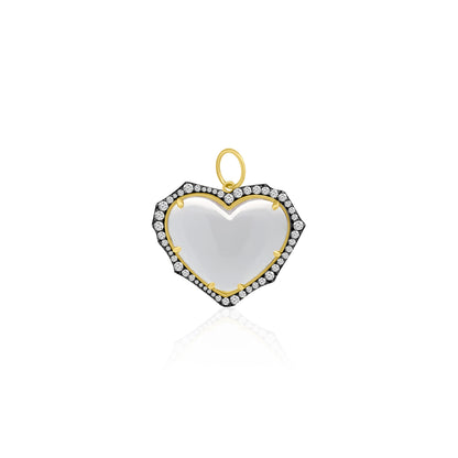 14k/SS Crystal Quartz Diamond Heart Pendant